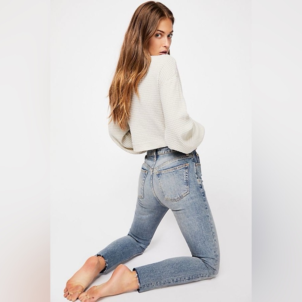Free People Stella Light Wash Raw Hem Skinny Jeans US 25 We The Free